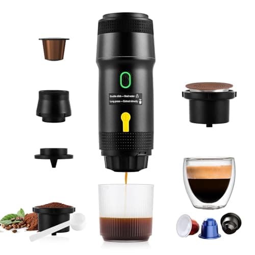 Image of obecilc 3-In-1 Portable Espresso Maker, 20 Bar Mini Travel Coffee Maker for Camping, Car Coffee Maker Self-Heating with USB, Compatible with Ground Coffee & Capsule for Hiking, Office, RV(Black)