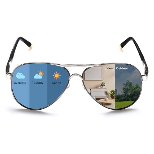Image of ROCKNIGHT Photochromic Polarized Sunglasses for Men- Pilot Driving UV400 Sunglasses- Unisex Outdoor Indoor Shades