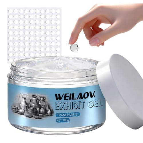 Image of WEILAOK Museum Putty, Museum Wax, Museum Putty with 100 Double Sided Dots Glue, Removable, Reusable and no Residue, Fixed Collection Artifacts and Decorations to Prevent Falling, 100g