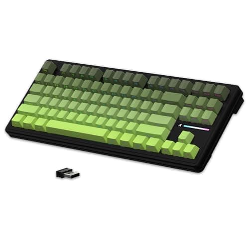 Image of LexonElec x ATTACK SHARK M87 75% Wireless Gaming Keyboard, BT5/2.4G/Wired, 27 RGB Chroma Backlit, TKL Gasket Mechanical Keyboard with Hot-swap Linear Switch, Side Print Gradient PBT Keycap-Black/Green