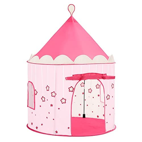 Image of SONGMICS Princess Castle Play Tent for Girls Toddlers, Indoor and Outdoor Playhouse, Portable Pop Up Play Teepee, Gift for Kids, Pink LPT01PK