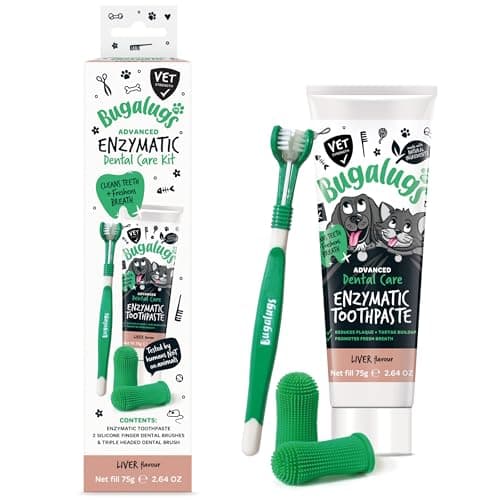 Image of Bugalugs Dog and Cat Toothbrush and Paste Kit - Teeth Cleaning and Breath Freshener