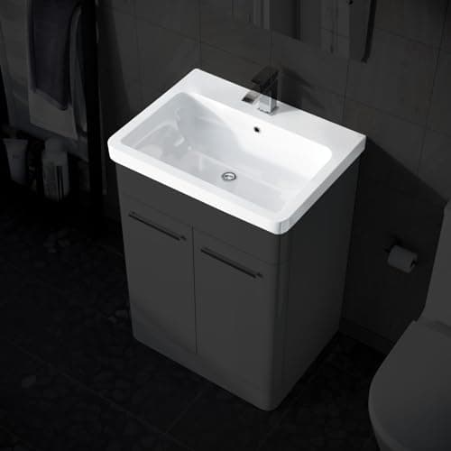 Image of 600mm White Ceramic Mid-Edge Basin Comes with Single Tap Hole and Overflow