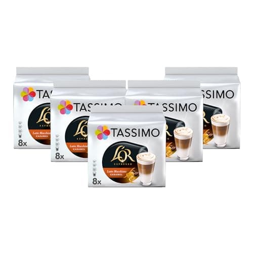 Image of Tassimo L'OR Caramel Latte Macchiato Coffee Pods x8 (Pack of 5, Total 40 Drinks)
