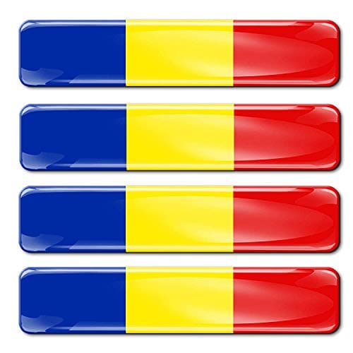 Image of Biomar Labs 4 x 3D Domed Silicone Stickers Decals Romania National Romanian Flag Banner Emblem Car Motorcycle Helmet F 18/4-ka