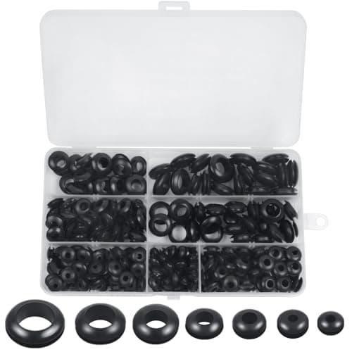 Image of 260 Pcs Rubber Grommet Kit, 7 Sizes Electrical Grommets for Wires and Cables Heavy-Duty Firewall Hole Plugs for Automotive, Plumbing, and Home Wiring Protection-Black
