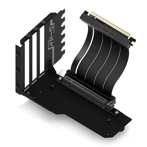 Image of EZDIY-FAB Shield Series Vertical GPU Mount for Graphics Cards – High-Speed PCIe 4.0 Riser Cable, 115mm/4.52in Flexible Extension, 90° Connector, Compatible with Full-Open PCIe Slots (Black)