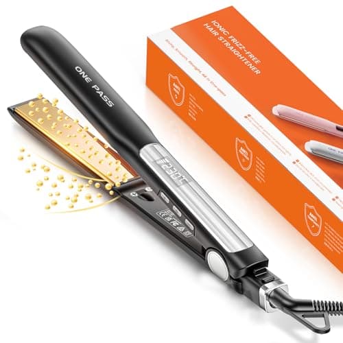 Image of Faszin Hair Straighteners, Ionic Titanium Plate for Smooth Shiny Results, 20S Fast Heat Up Flat Iron, Clear LCD Display (Black)