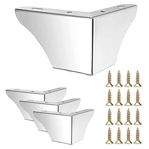 Image of SUMNACON 4Pcs 7.5cm Metal Sofa Legs Wardrobe Leg Furniture Leg, Modern Solid Sofa Feet Cabinet Feet Table Legs for Replacement (Silver)