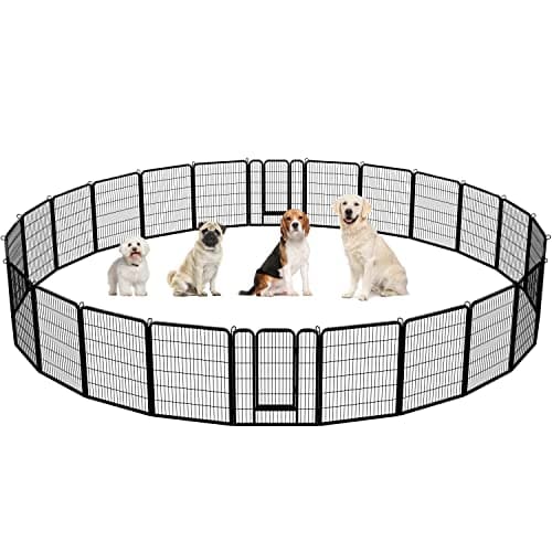Image of Yaheetech 24-Panel Heavy-Duty Dog Playpen for Puppies/Small Dogs, Pet Exercise Pen for Garden/Yard Indoor/Outdoor Use 100cm Height
