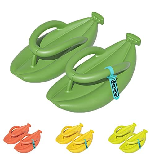 Image of Hokuto Banana Slippers, Banana Flip Flops, Summer Thick Sole Non-Slip Beach Bathroom (Green, adult, women, numeric_4_point_5, numeric_range, uk_footwear_size_system, numeric_5, medium)