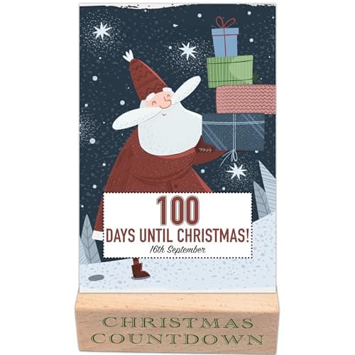 Image of 100 Day Christmas Countdown Calendar - Can be used Every Year - Wooden Stand