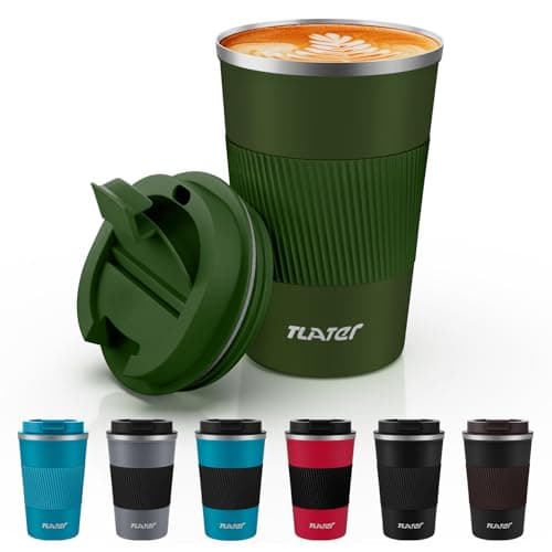 Image of Tlater Thermal Mug, 380 ml Thermal Coffee Mug with Leak-Proof Lids – Thermal Travel Mug – Stainless Steel Double Walled Vacuum Coffee Cups for Hot and Cold Drinks, Coffee and Tea