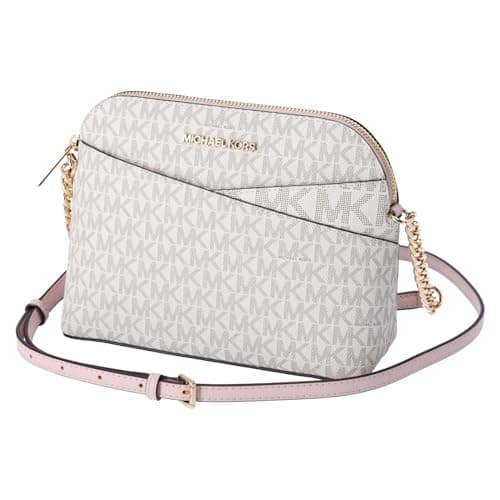 Image of Michael Kors Jet Set Medium Crossbody Leather Handbag (POWDER BLUSH MULTI)