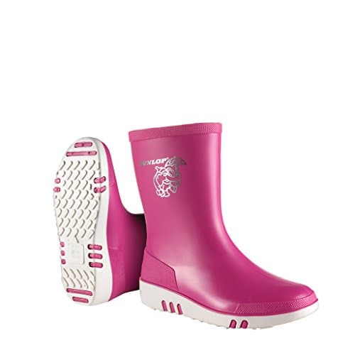 Image of DUNLOP Mini - Unisex Kids Wellington Elephant Pattern Calf High Fashion Rain Boots, Pink/White, Waterproof and Chemical Resistant PVC Wellies for Outdoor and Gardening - EU23, UK6