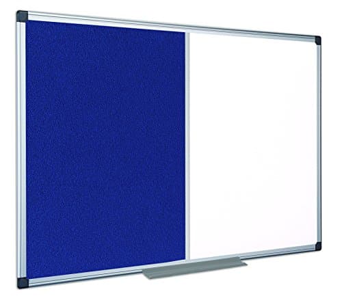 Image of Bi-Office Combination Board Maya, Blue Felt/Melamine, Aluminium Frame, 180 x 120 cm