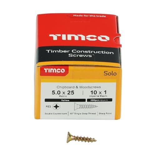 Image of 200 Pcs Box of Wood Screws Double Countersunk General Purpose (5mm x 25mm)
