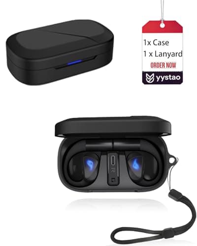 Image of yystao Case for ASUS ROG Cetra Open Wireless On-Ear Gaming Earbuds, Soft Silicone Case Cover with Lanyard, Shockproof Anti-Scratch Storage Pouch, Black