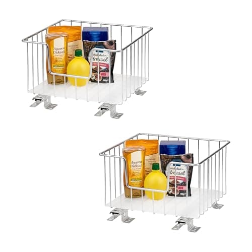 Image of bremermann Basket Drawer Set of 2 for Upper Cabinets, 30 cm Wide, Extendable Cabinet Insert for Shelves and Pantry, Telescopic Spice Rack, Telescopic Drawer with Shelf, Chrome
