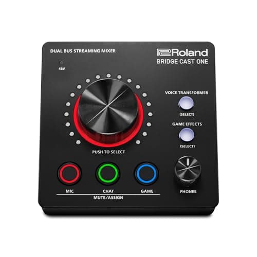 Image of Roland BRIDGE CAST ONE Dual Bus Streaming Mixer Compact Audio Streaming Mixer For Online Gamers & Content Creators 32-Bit Hardware DSP USB-C Windows and Mac Connectivity XLR Mic Support
