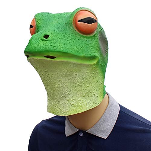 Image of HAORONG Frog Mask Green Reptile Adult Latex Rubber Overhead Animal Costume