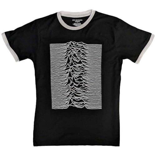 Image of Joy Division Ringer T Shirt Unknown Pleasures Logo Official Unisex Black L