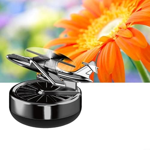 Image of BEAZOOM Vehicle Interior Solar Driven Rotating Diffuser Ornament with Fighter Design and Refreshing Plant Aroma(Black - Cologne)