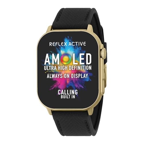 Image of Reflex Active Series 29 Amoled Smart Watch with 2.04'' Touch Screen, Heart Rate Monitor, Blood Oxygen, IP68 Waterproof, Fitness Tracking, Black Strap for iOS + Android
