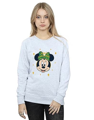 Image of Disney Women's Minnie Mouse Happy Christmas Sweatshirt Sport Grey X-Large