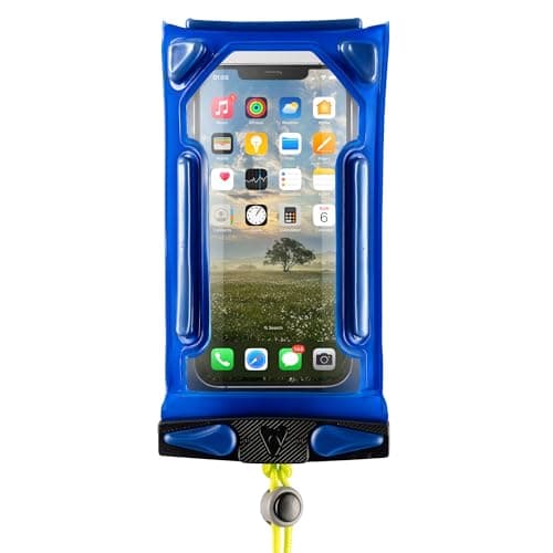 Image of Aquapac Impact Waterproof Floating Phone Case, Blue, Cases for iPhone & Android, Made in the UK, Hiking, Mountain Biking, Running, Floating, 5 Year Warranty. IPX8 certified to 30 ft