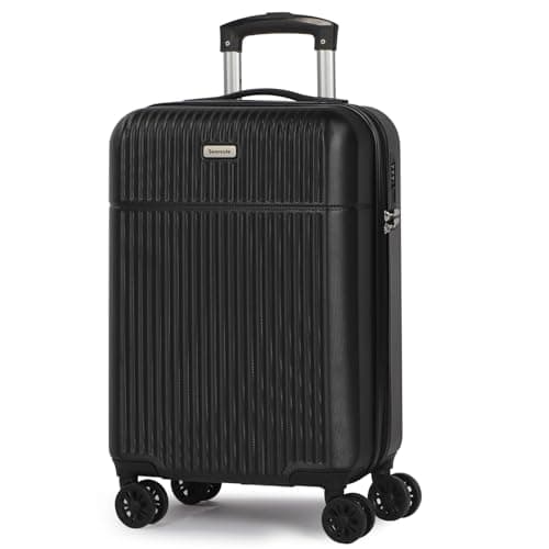 Image of H.yeed Carry on Suitcase ABS Hard Shell Lightweight Small Trolley Travel Cabin Luggage with 4 Double Spinner Wheels TSA Lock for Man, 21" Black