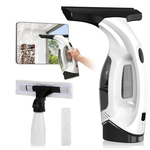 Image of Window Vac Cleaner Kit, Electric Cordless Window Vacuum with 40min Battery Life, 28 cm Suction Nozzle & 150 ml Water Tank, Suitable for Windows, Tiles and Mirrors (Black)