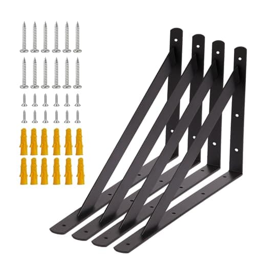 Image of Heavy Duty Shelf Brackets 500x300mm, 4 Pack 20 Inch Wall L Brackets with 90 Degree Triangle, Mounting Screws Included, Suitable for Concrete Wall, Gypsum Board etc(4 Pack x 20 Inch)