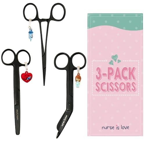 Image of Nurse is Love, 3pcs Set - Nursing Scissors Kit with Clamping Tool, Bandage & Mayo Scissors for First Aid, Vet, Students Multi Tool of Stainless Steel, for Office & Home Multi Purpose