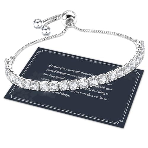 Image of J.Fée Bracelets for Womens Silver Bracelet for Women 925 Silver Tennis Bracelet for Women,Crystal Sister Bracelet Ladies Bracelet,Silver Womens Jewellery,Adjustable Bracelet Birthday Gifts for Women