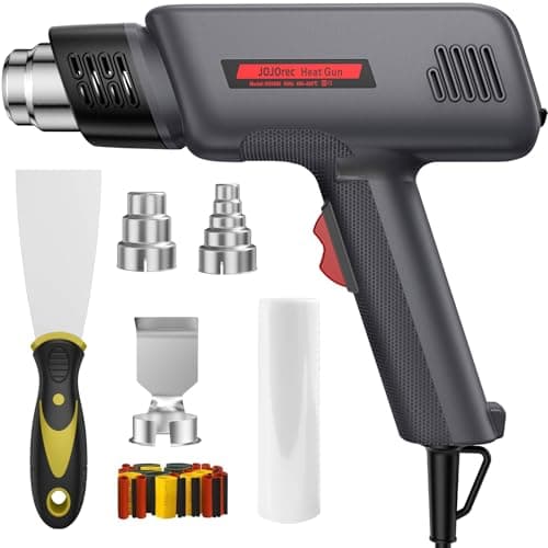 Image of JOJOrec Heat Gun, 2000W Professional Hot Air Gun 400℃ & 600℃ Dual-Temperature Settings, Overload Protection, Double Heating Wire Fast Heating, 6 Accessories for Paint Stripping, Crafts, Shrinking PVC