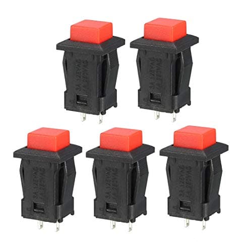 Image of sourcing map 12mm Mounting Red Square Latching Push Button Switch SPST NO 5pcs