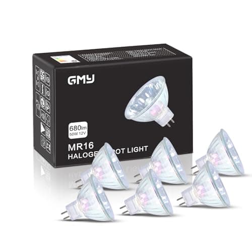 Image of GMY 4000 Hours Lifetime MR16 Halogen Light Bulbs 50W 12V Dimmable Spotlights for Ceiling Light, 36° Beam Angle, 3000K Warm White, GU5.3 Base, Dichroic 6 Pack
