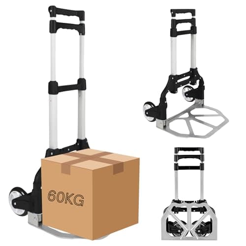 Image of Trendi Heavy Duty Folding Hand Truck - Aluminum Trolley with 60KG Capacity, Multi-Purpose Sack Barrow, Foldable Shopping Trolley for Camping, Garden, Pallet & Transport on Wheels
