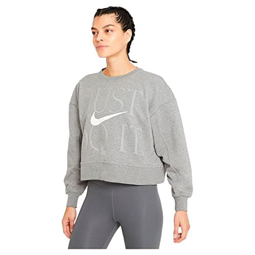 Image of Nike Women's Df Gx Get Fit FC Cw T-Shirt, Grey (Carbon Heather/White), L