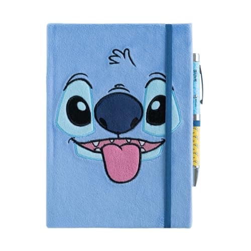 Image of Grupo Erik A5 Notebook & Pen Set - Disney Stitch Stationery | Projector Pen & Plush Cover, Bullet Journal Dotted Note Book, Dotted Notebook A5 Sketchbook | Stitch Gifts, Disney Gifts Under 15 Pounds