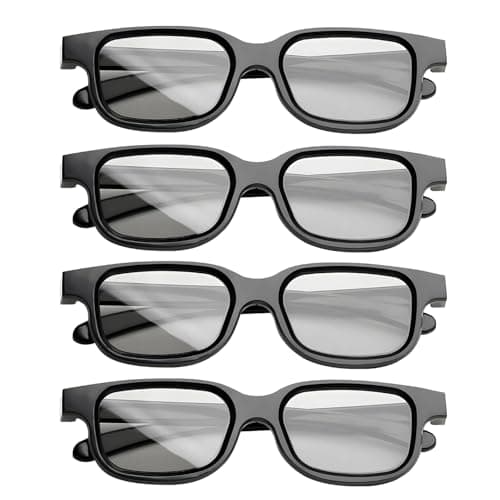 Image of 4 Pcs 3D Glasses for Cinema, Passive Circular 3D Glasses Black Universal 3D Viewing Glasses Lightweight 3D Sunglasses Polarized 3D Viewing Spectacles for TV Projectors Home Movies Theaters Cinema