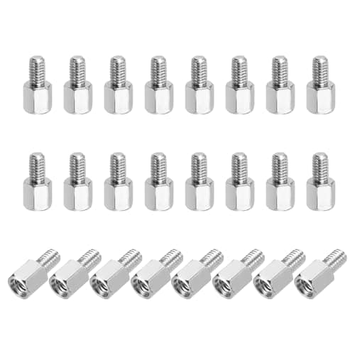 Image of sourcing map Hex Spacer Screws, M3x5mm+5mm Male to Female Thread Brass Nickel Plated Motherboard Standoffs Spacer Pillars for PCB Circuit Boards FPV Quadcopter Drone DIY, Pack of 24