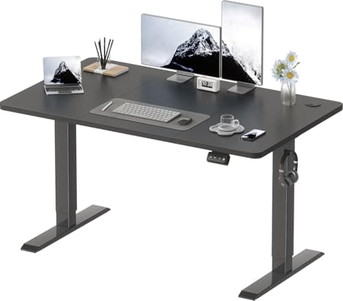 Image of Devoko Electric Standing Desk 120x60cm Sit Stand Table Height Adjustable Desk with Backpack Hook and Memory Smart Pannel, Home Office with Splice Board, Black