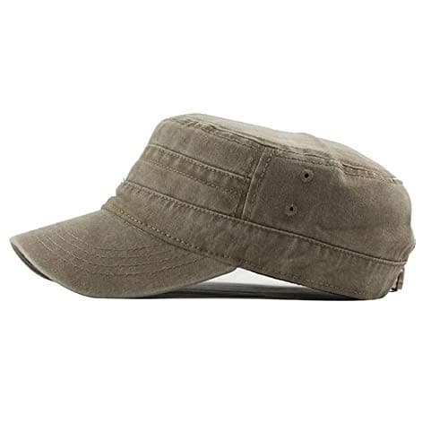 Image of UAOOK Classic Premium Army Cap Military Style Army Men Low Profile Summer 100% Cotton Adjustable Fiddler Plain Flat Cadet Baseball Cap Retro Painters Sailors Chapeau Unisex Beige