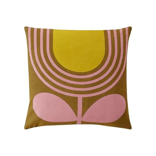 Image of Orla Kiely Striped Tulip Cushion – Pink-Ochre - 45cm x 45cm
