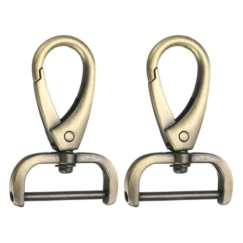 Image of sourcing map 2Pcs Detachable Snap Hook Swivel Clasp 1" D Ring with Swivel Lobster Claw Clasps Hook for Purse Strap Keychain Bag DIY Craft, Brass