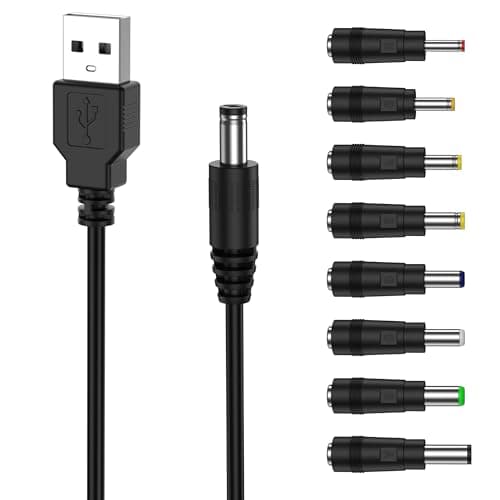 Image of USB to DC Power Cable Universal 5.5 x 2.1mm Charger Adapter USB2.0 to DC 5V Charging Cord with 8 Connector Plugs Type-C Micro USB Mini USB for Speakers Routers Laptops Power Banks Cameras Fans (1m)