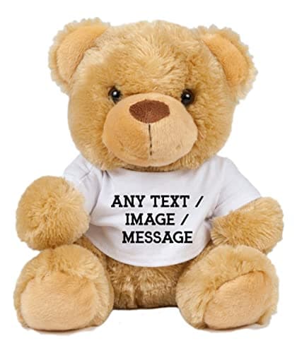 Image of Getagift Personalised with your Own Text/Image/Message Christmas Birthday themed Funny Teddy Bear Custom Soft Toy. (Brown Teddy)