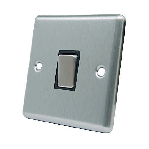Image of AET CSC1GSWIBSI 10 A 1-Gang Satin Finish Chrome Classical Single Intermediate Black Insert Metal Rocker Light Switch